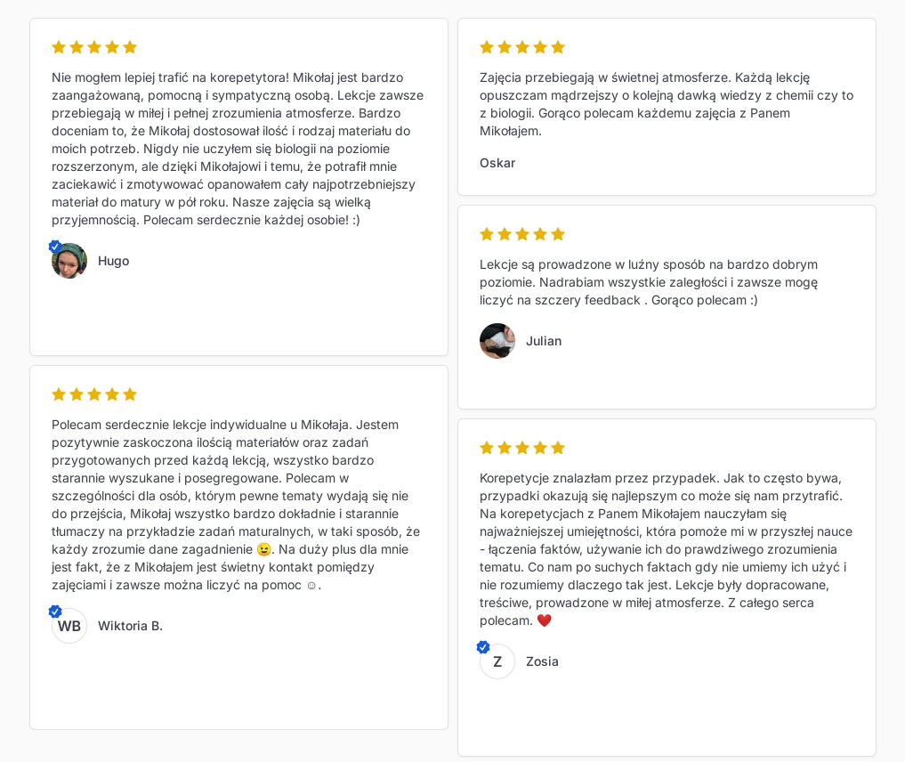 Opinie o lekcjach